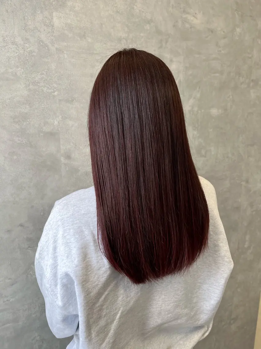 ロング カラー ブリーチ ブラウンカラー ブリーチなしカラー レッドカラー レッドブラウン カット ヘアカラー トリートメント NUMBER 天王寺 🌼yuriのヘアスタイル