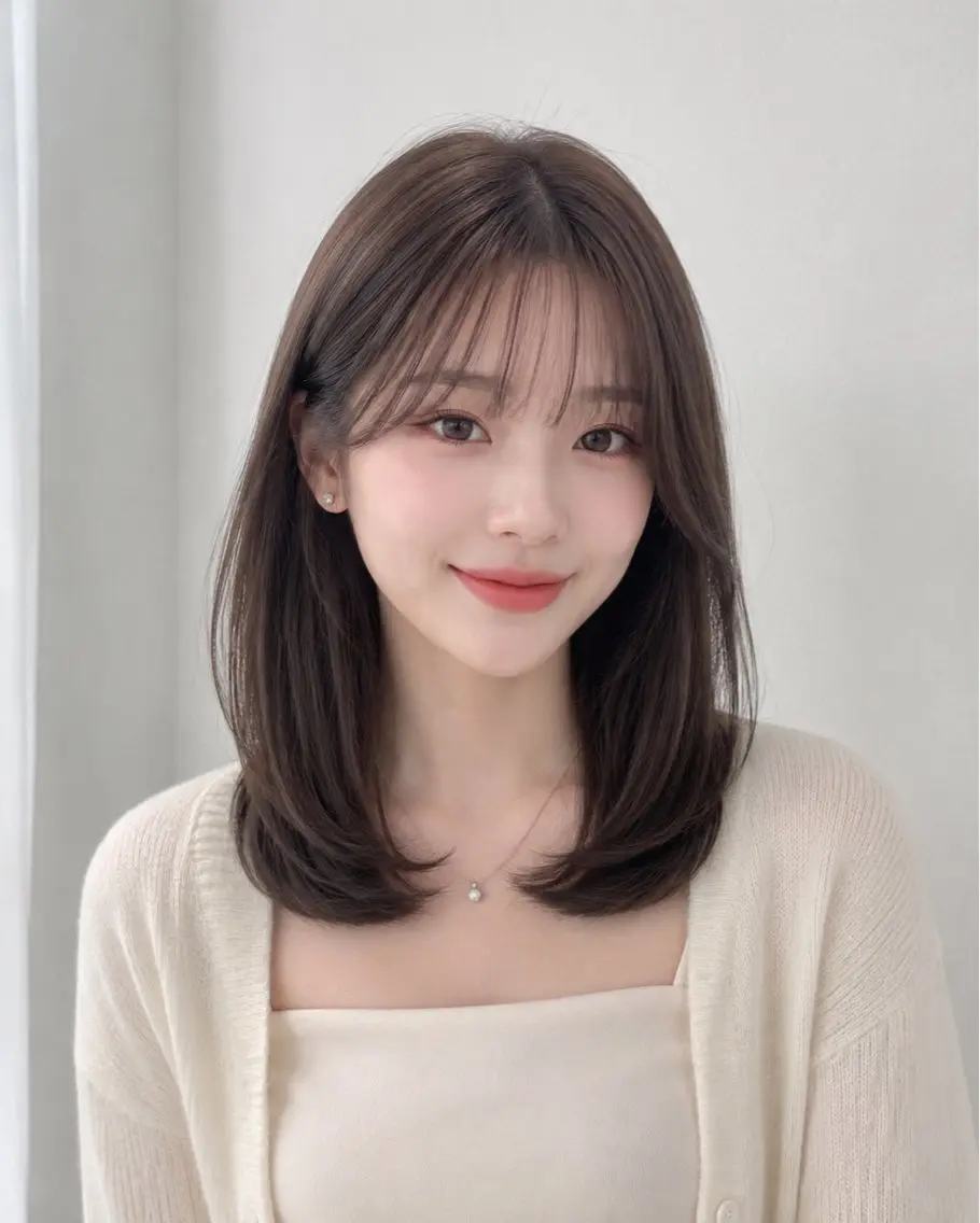 ミディアム 顔周りカット レイヤーカット カット ヘアカラー トリートメント モテ🤍トレンドヘア /新宿/ワカナのヘアスタイル