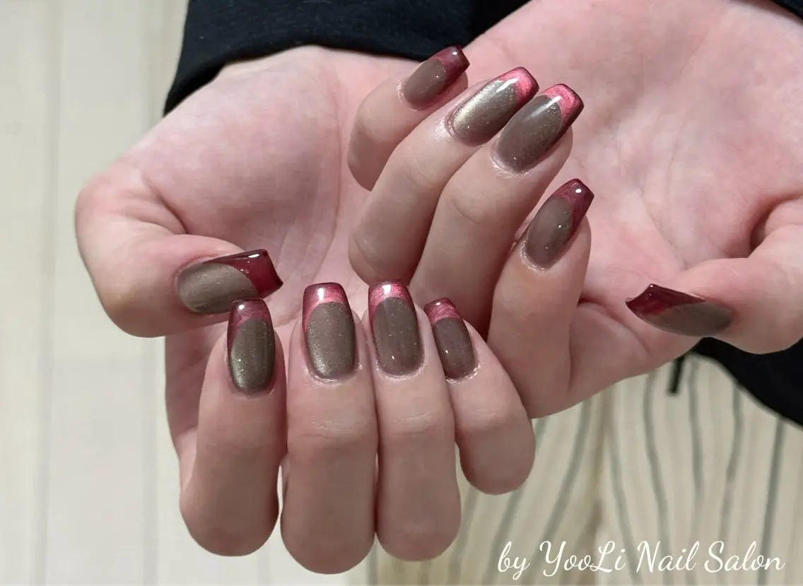 ネイル アートネイル オーロラネイル チークネイル フレンチネイル ガラスフレンチ ハンドネイル 🎀🎀YooLi Nail Salonのネイルデザイン