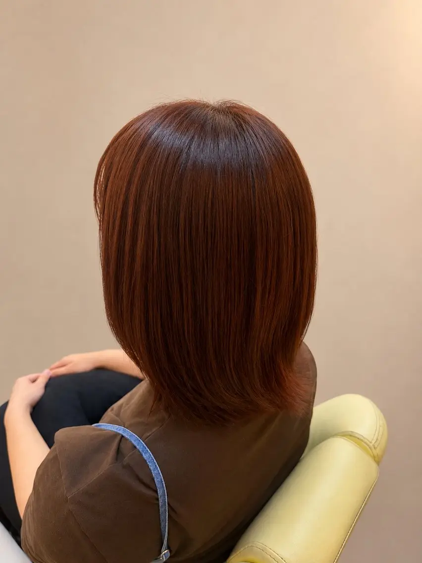 ミディアム カラー メンズ ブラウンカラー レッドカラー レッドブラウン ヘアカラー 田中 翔大のヘアスタイル