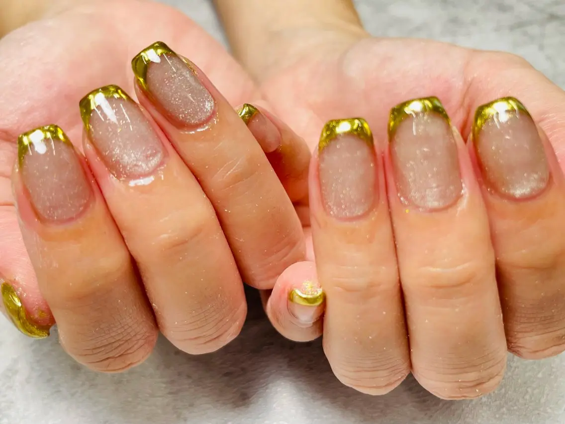 ネイル フレンチネイル キラキラネイル ラメ(グリッター) マグネットネイル ハンドネイル k+1 nail salonのネイルデザイン