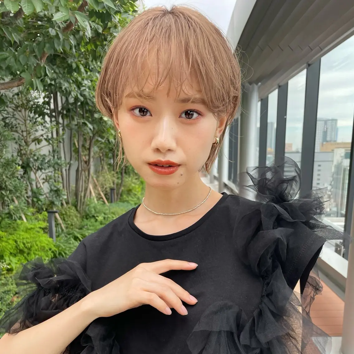 ショート パーマ ショートヘア カット ヘアカラー レイヤーカット/透 明感カラー/西田祐賀のヘアスタイル