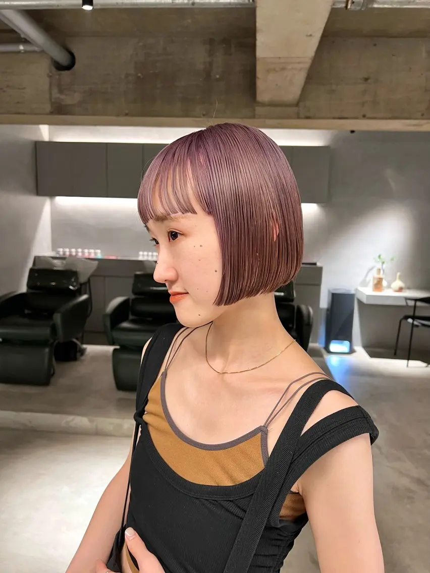 ミディアム カラー カット ヘアカラー トリートメント 宮川 日菜子のヘアスタイル