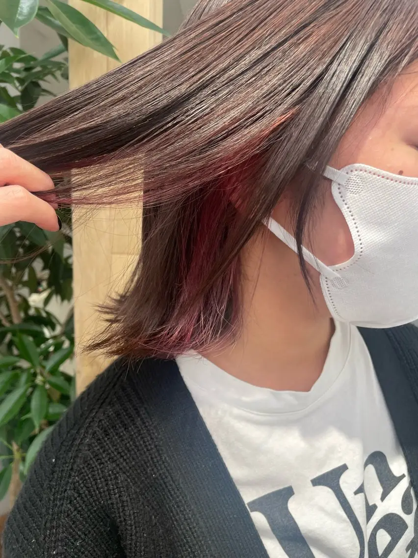 ミディアム カラー ブリーチ ケアブリーチ ダブルカラー イヤリングカラー 🌙赤み消し/韓国/ 艶カラー/suwaのヘアスタイル