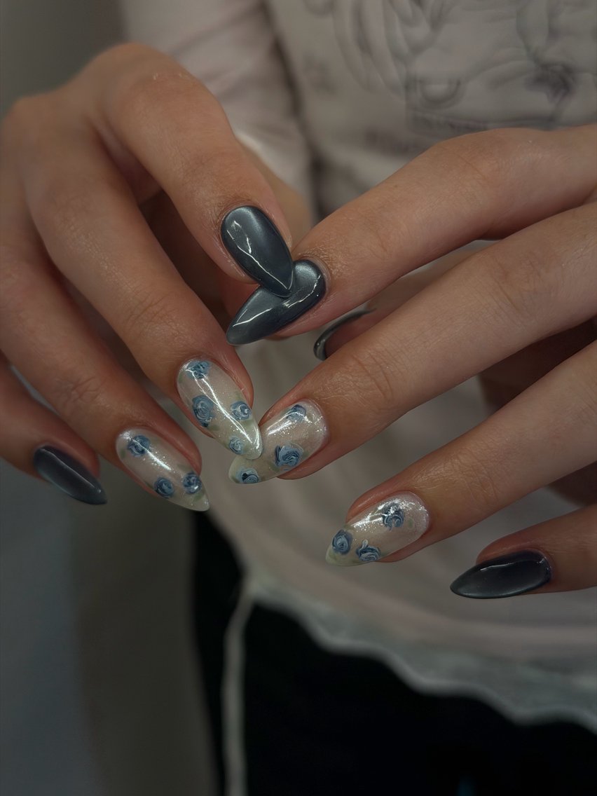 ネイル ジェルネイル キラキラネイル レース マグネットネイル ニュアンスネイル ハンドネイル ハンドケア Bana_ Nailのネイルデザイン
