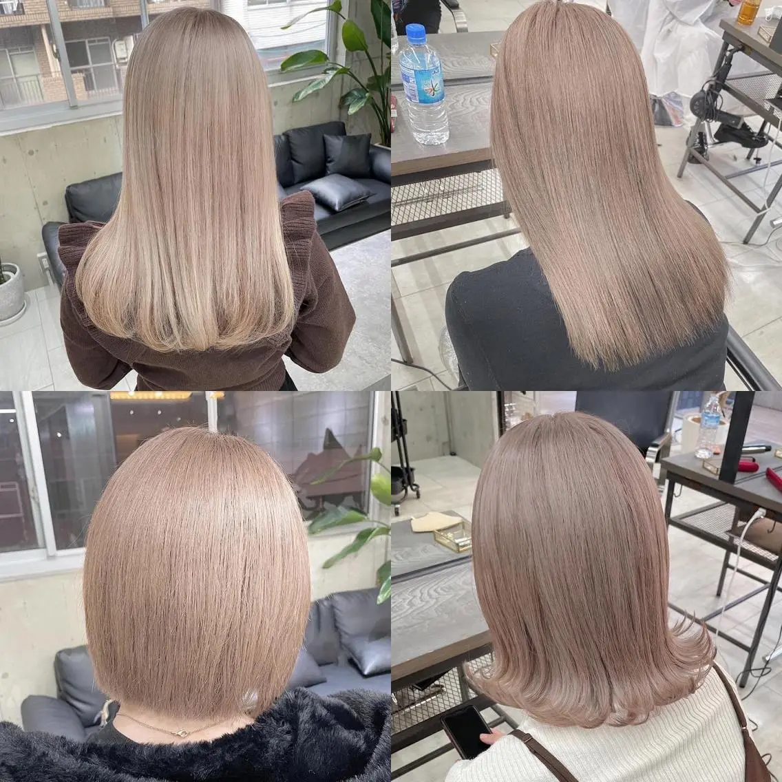 カラー ベージュカラー ダブルカラー ミルクティーベージュ 艶髪／ハイトーン ブリーチ／髪質改善のヘアスタイル