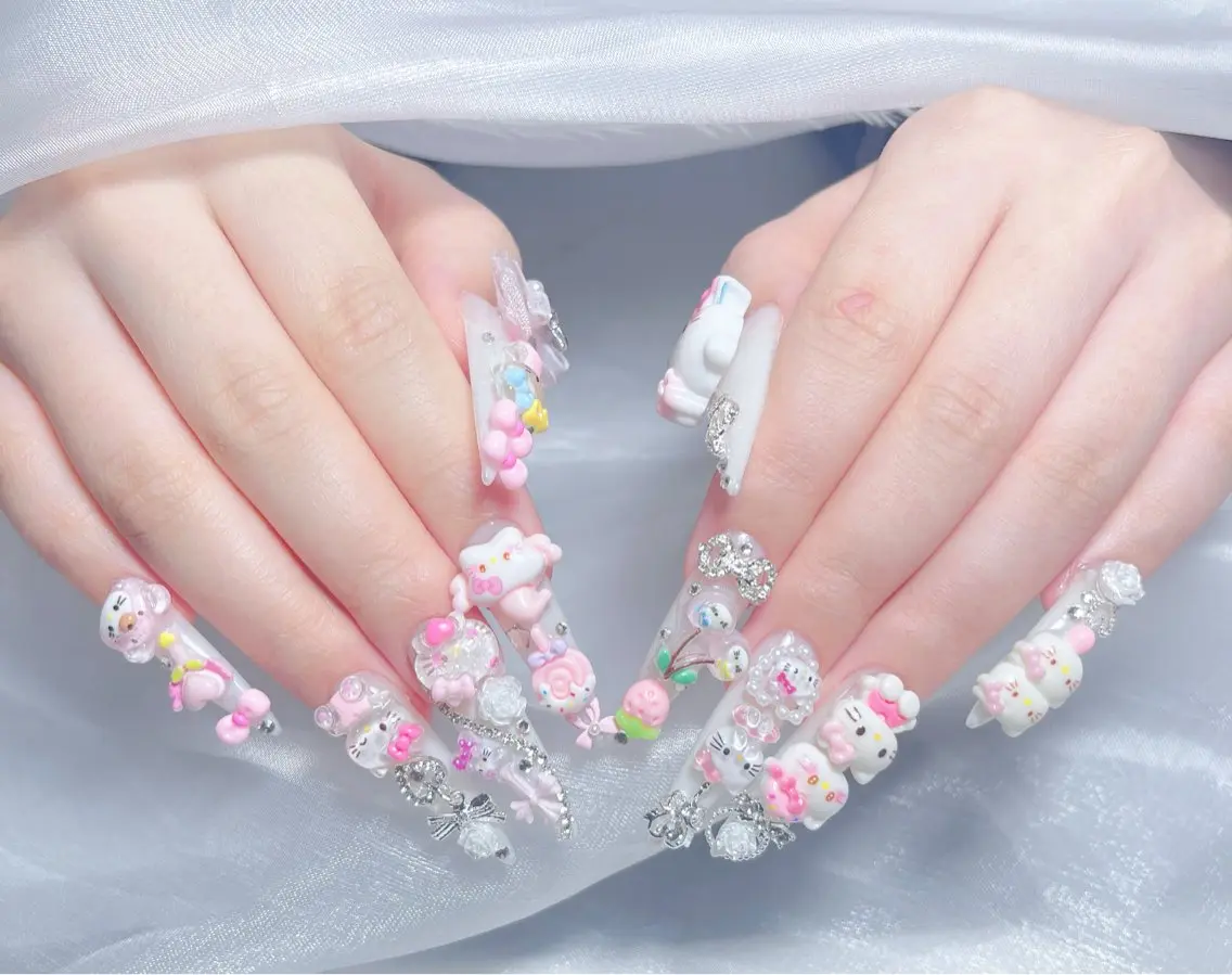 ネイル 成人式 ロングネイル マグネットネイル 大理石ネイル(マーブル) リボン Amee Nail Salonのネイルデザイン