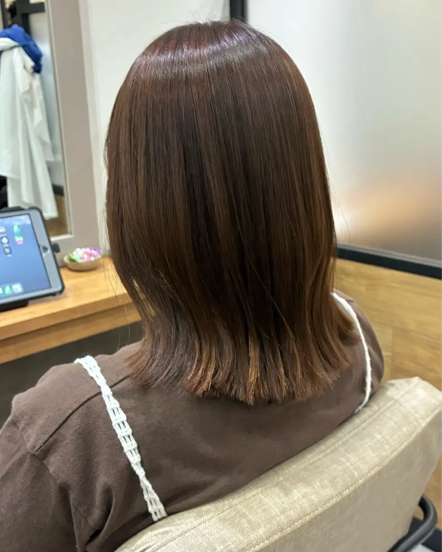 ミディアム 縮毛矯正 カット ヘアカラー 縮毛矯正 柴田真衣 /ナチュラル/半個室のヘアスタイル