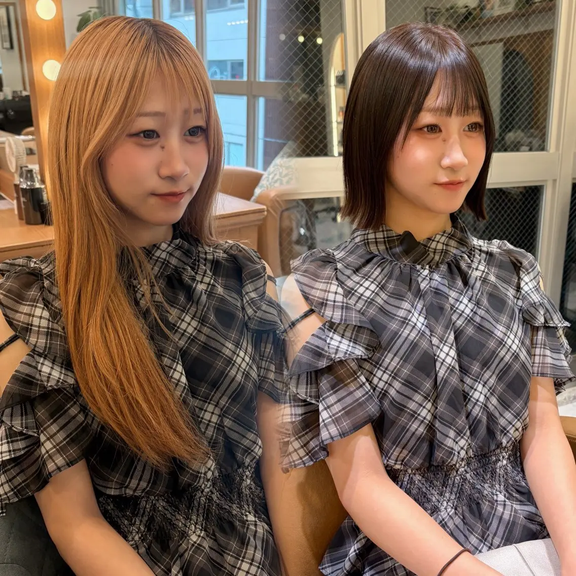 ミディアム カラー カット ヘアカラー 縮毛矯正 トリートメント 🫧ボブ／縮毛矯正／ 小顔／ゆーな🫧のヘアスタイル