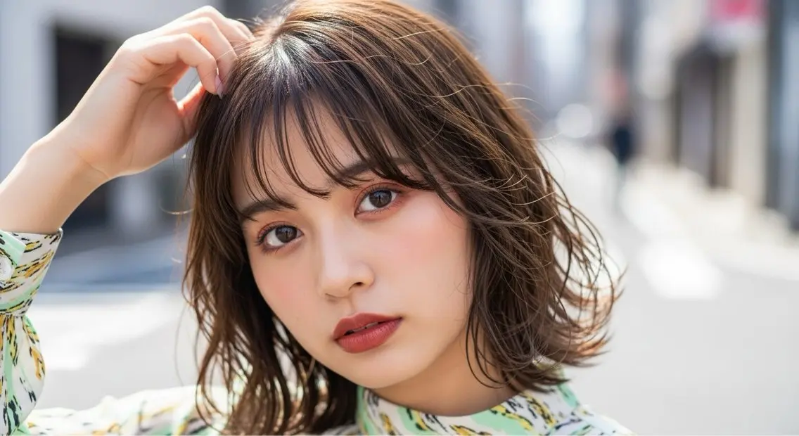 ミディアム ショートボブ ボブ 顔周りカット レイヤーカット 似合わせカット カット ヘアカラー トリートメント 石沢 知康のヘアスタイル