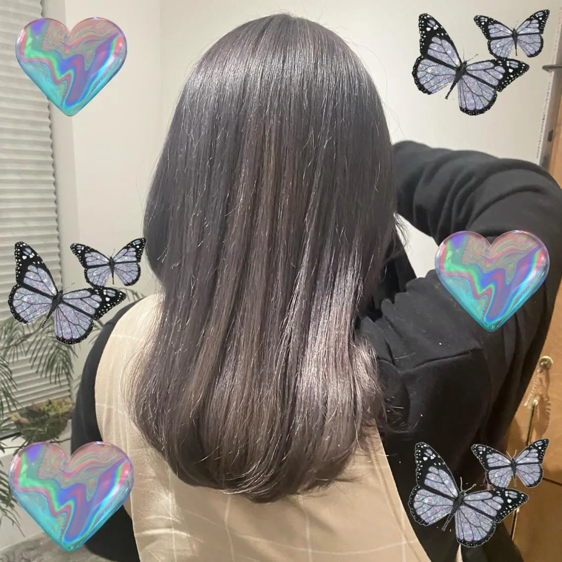 セミロング カラー グレージュ シルバー シルバーグレージュ 韓国ヘア特化 💟 ララア 💟のヘアスタイル