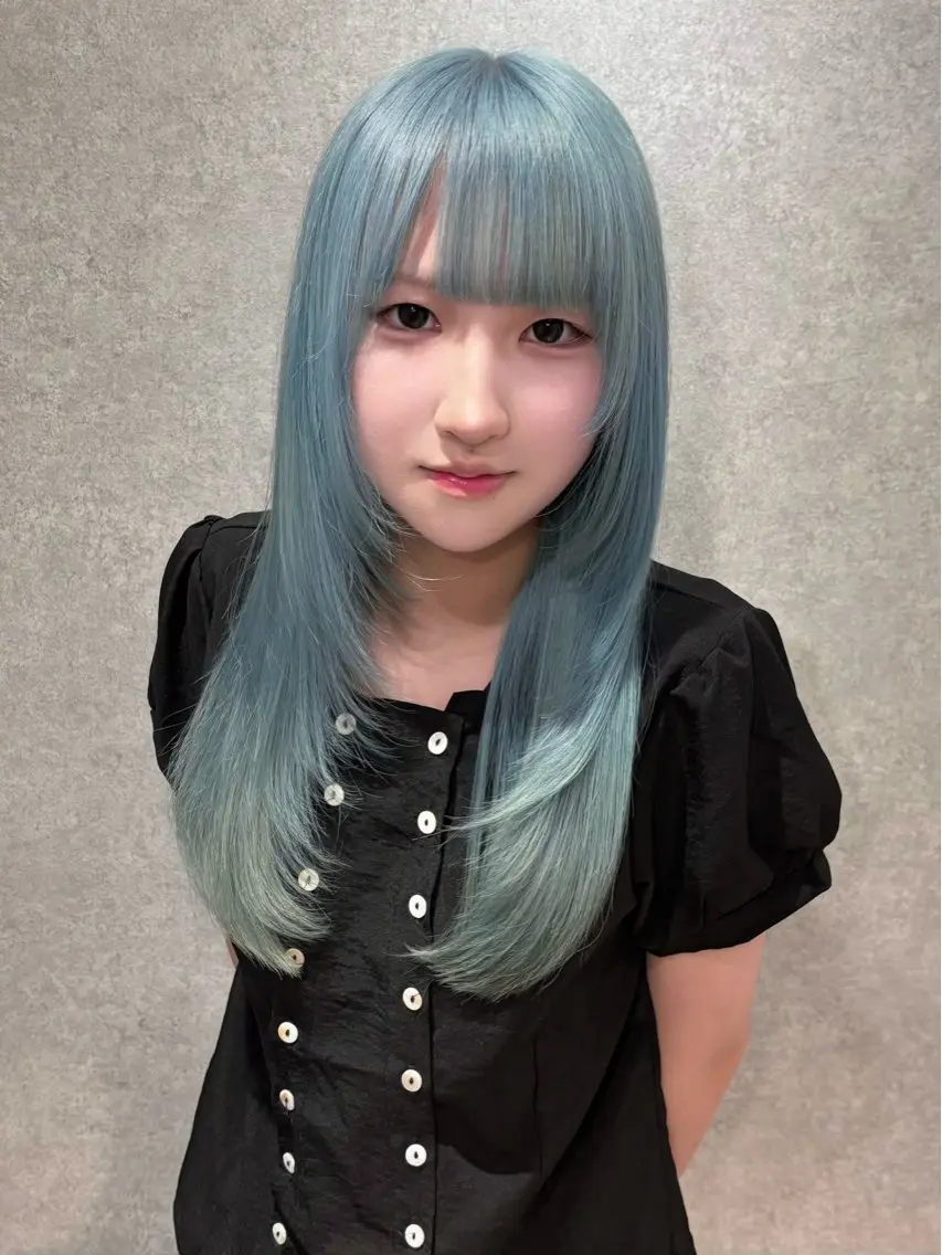 カラー ブリーチ ブルーカラー ケアブリーチ ミント ヘアカラー トリートメント 名古屋/栄/ カラー/はるなのヘアスタイル