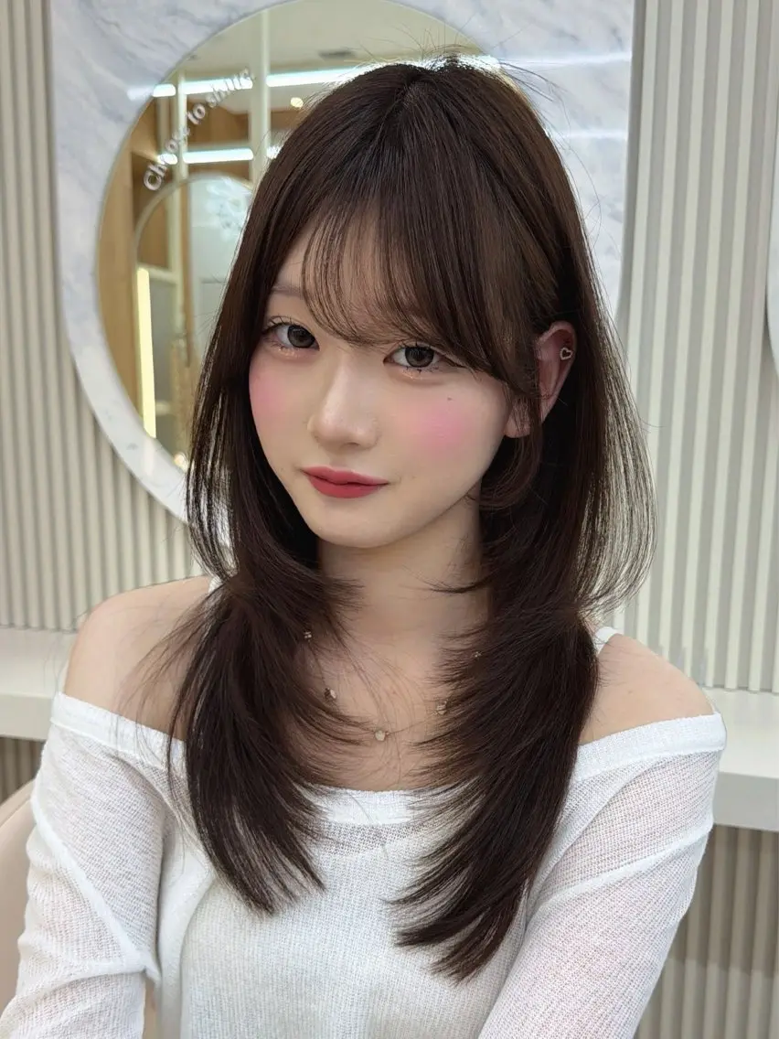 セミロング カット ヘアカラー トリートメント 顔周り/レイヤー/ 前髪/TAKUのヘアスタイル