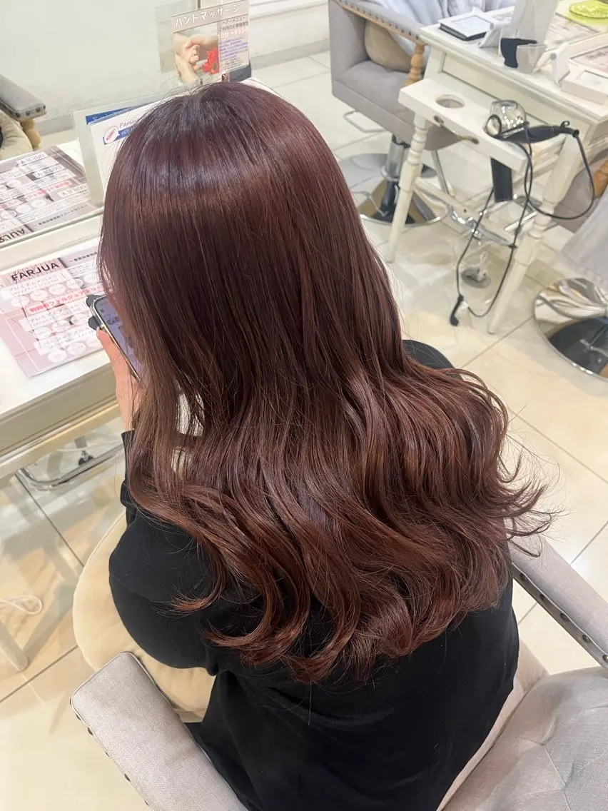 ロング カラー ブリーチ カシス ピンクカラー 🦋MINAMI 《みなみ》🦋のヘアスタイル