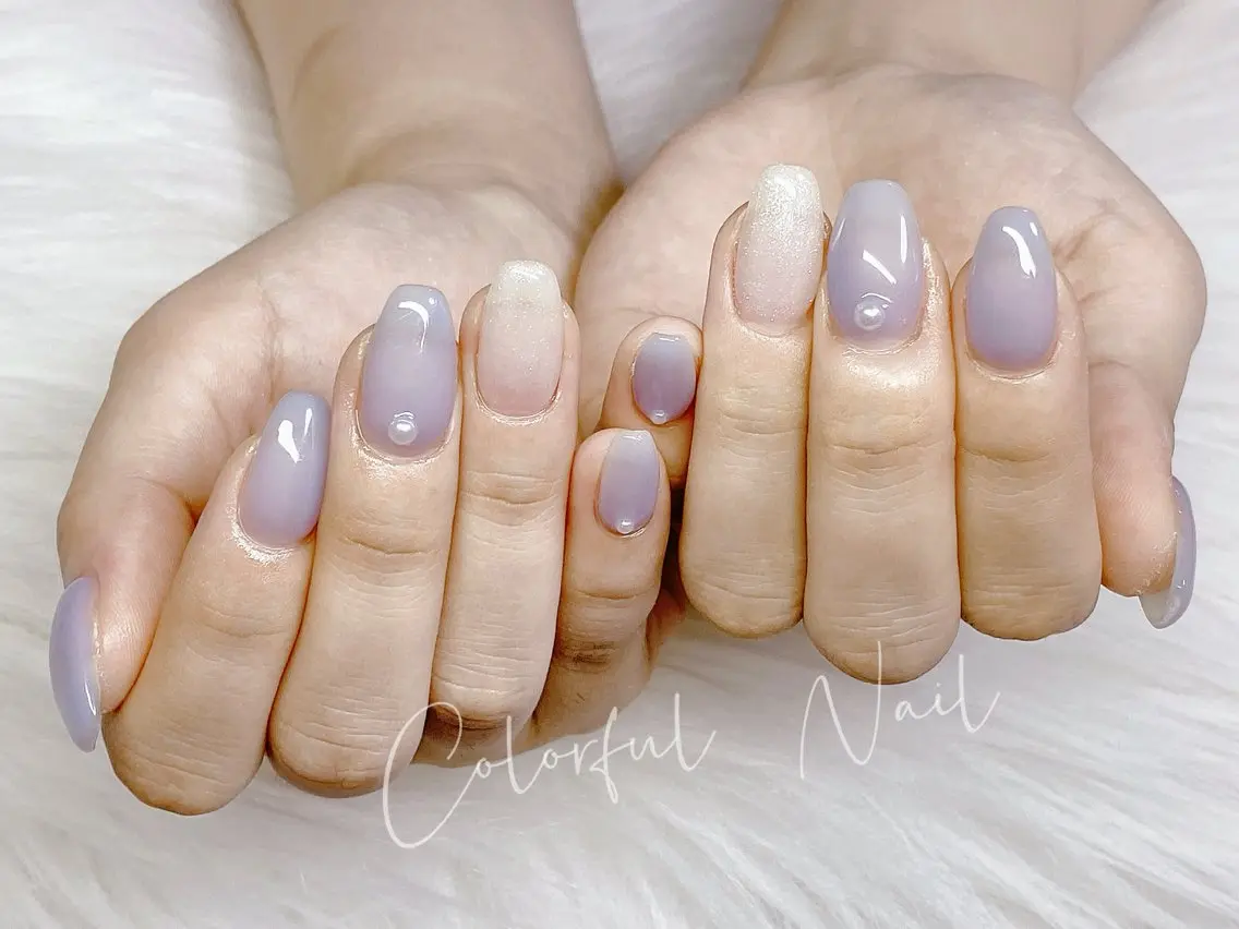 ネイル フラッシュネイル フットネイル フレンチネイル ジェルネイル ガラスフレンチ ハンドネイル 🎀Colorful 💅Nailのネイルデザイン