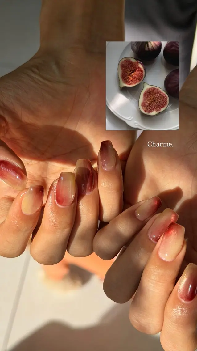 ネイル ボルドー マグネットネイル ニュアンスネイル 冬ネイル ハンドネイル ハンドケア Charme. NOBUKOのネイルデザイン