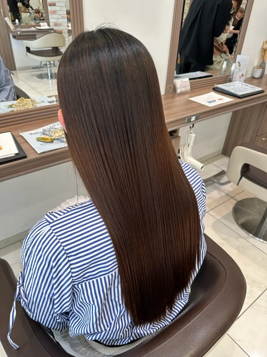 ロング パーマ 縮毛矯正 藤田 実優のヘアスタイル