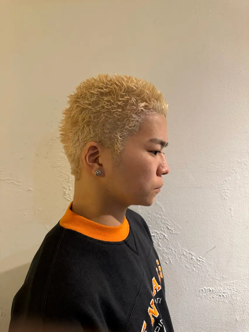 ショート カラー パーマ メンズ ダウンパーマ メンズハイライト メンズパーマ メンズショート ハイライトカラー カット ヘアカラー パーマ 💈メンズ特化💈 TASUKUのヘアスタイル