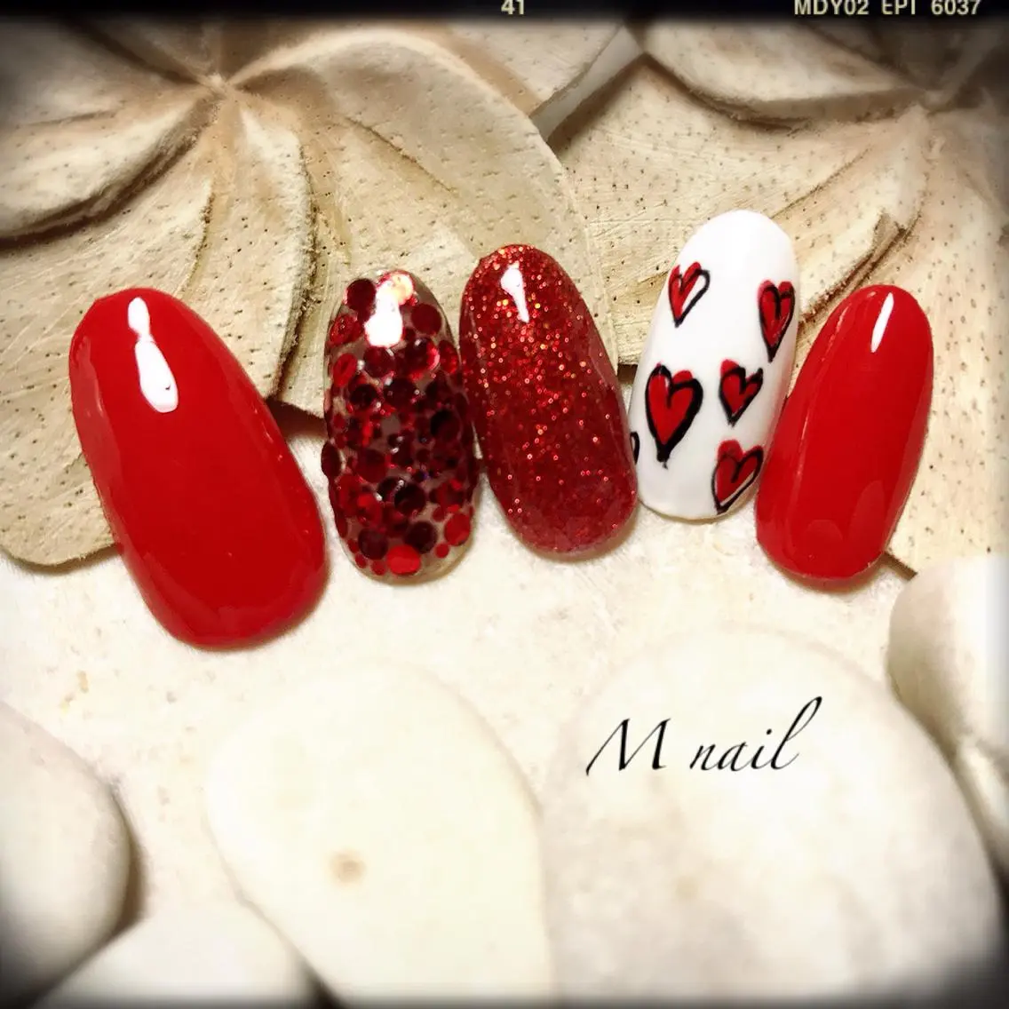 ネイル 赤色 M nail 市原市ちはら台のネイルデザイン