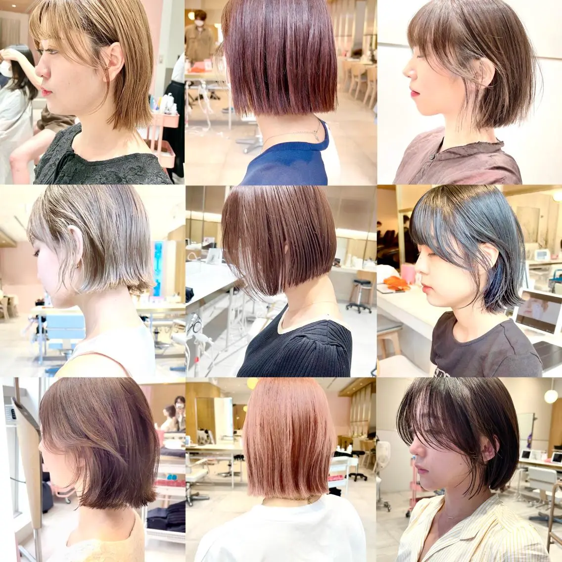 ショート カラー グレージュ ボブ カット ヘアカラー トリートメント レイヤー専門家 ダブルカラー修のヘアスタイル