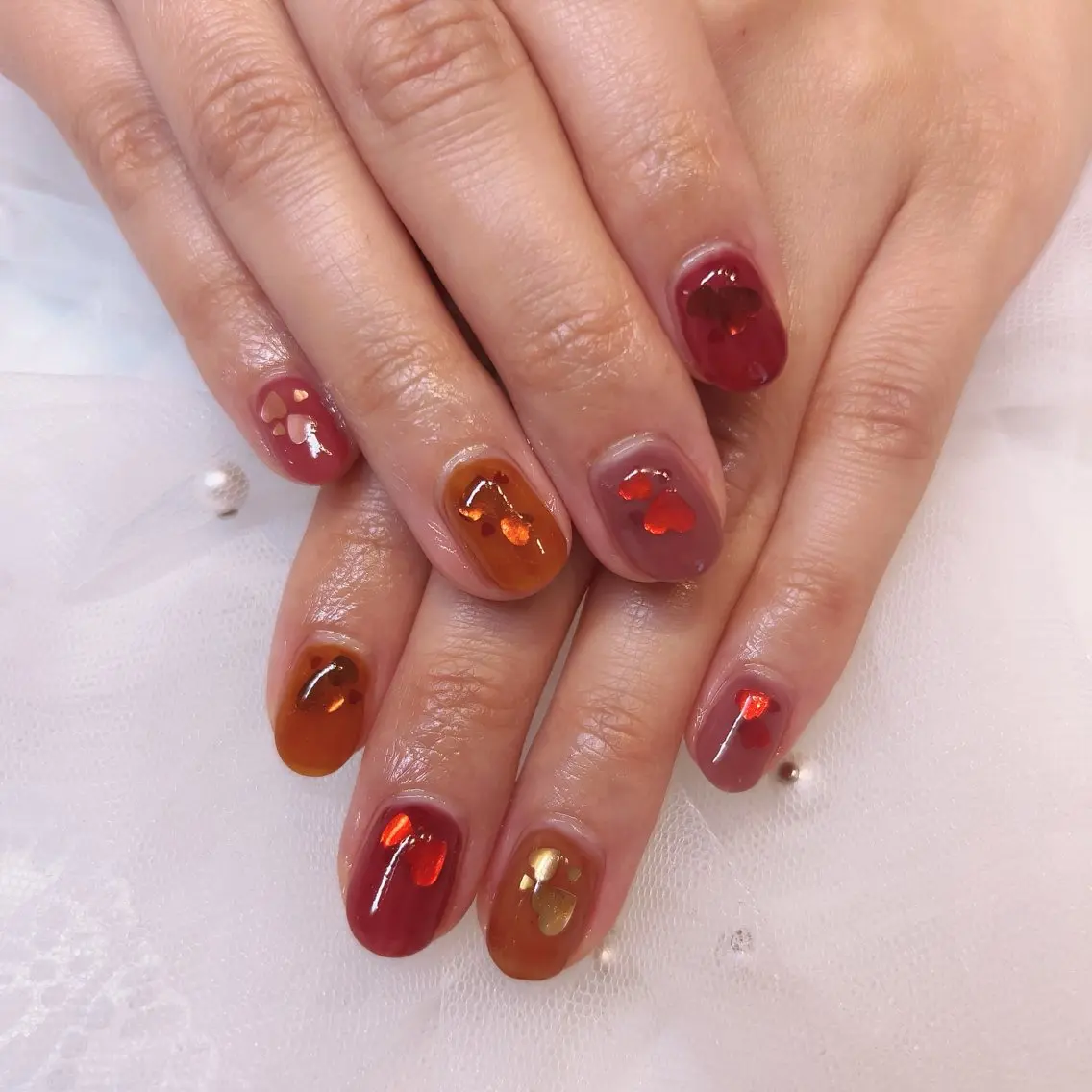 ネイル ハート ハンドネイル nail salon pearのネイルデザイン