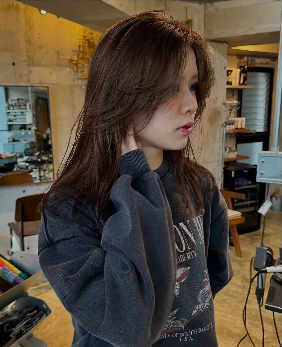 ロング カラー 切りっぱなしボブ ロングレイヤー ボブ 顔まわりレイヤー 顔周りカット YOKO/パーマ レイヤーカットのヘアスタイル
