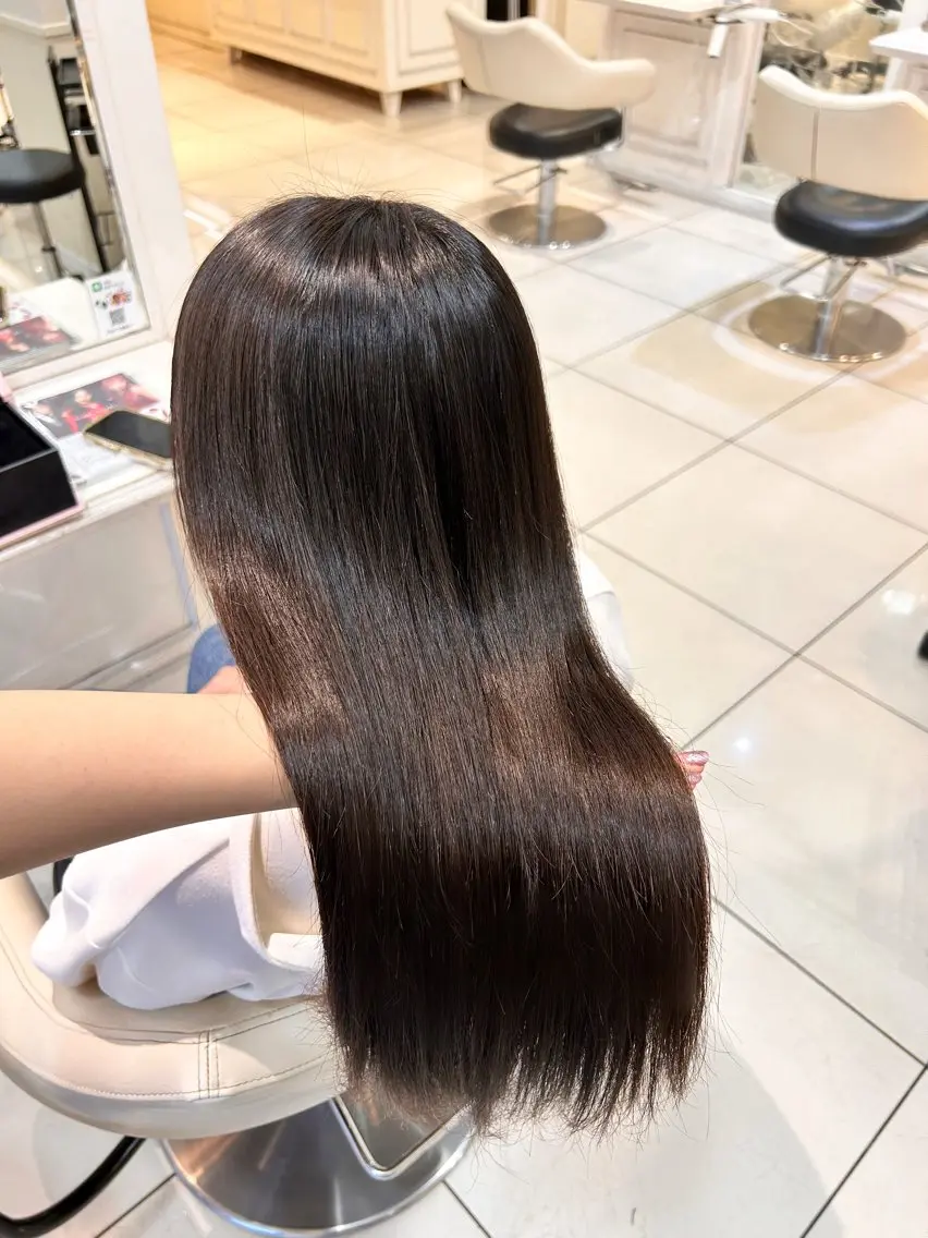 ロング パーマ カット 縮毛矯正 トリートメント 生活が楽になる縮毛/ ブリーチなしカラーのヘアスタイル