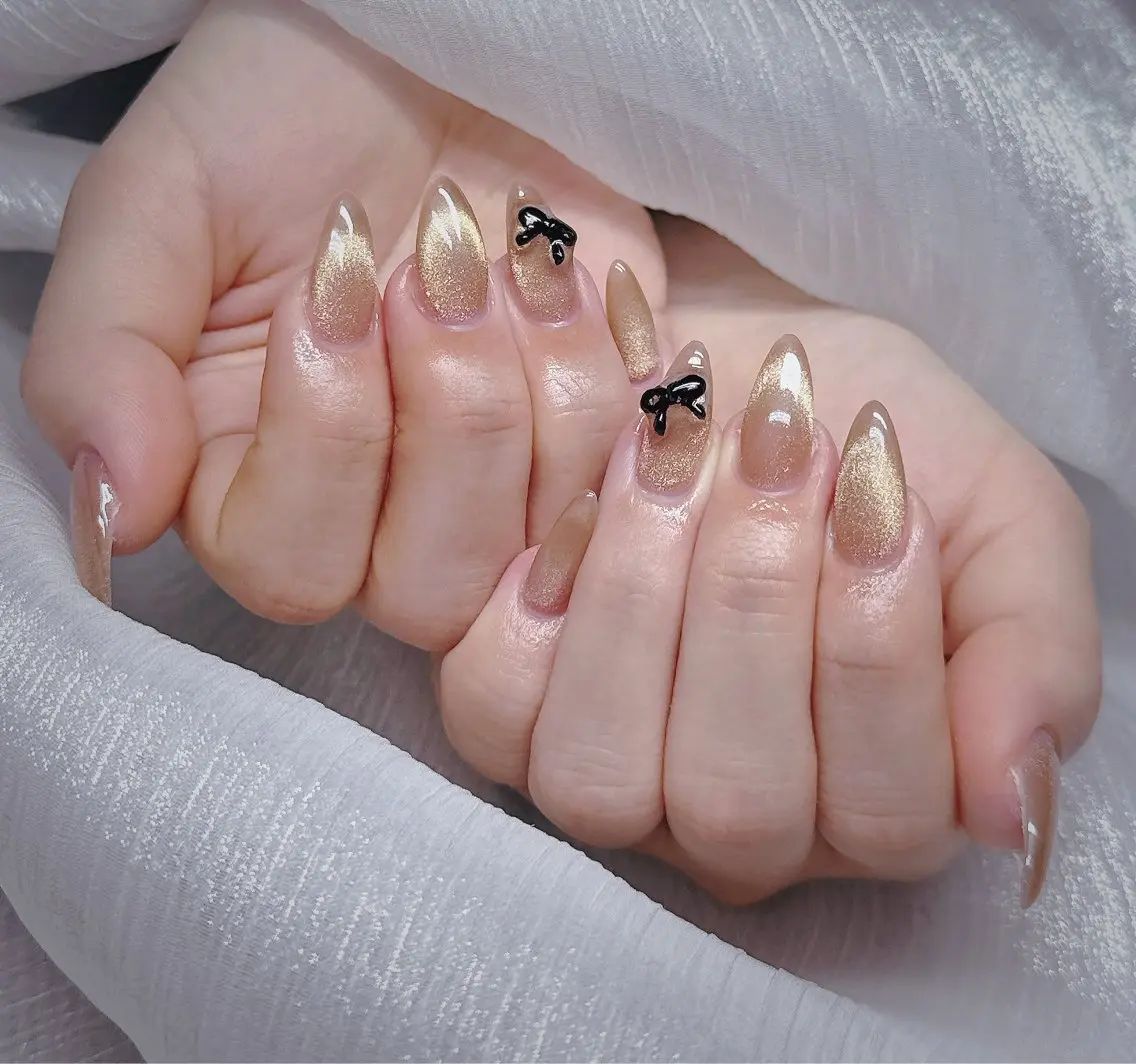 ネイル フレンチネイル リボン ハンドネイル Yumi nailのネイルデザイン