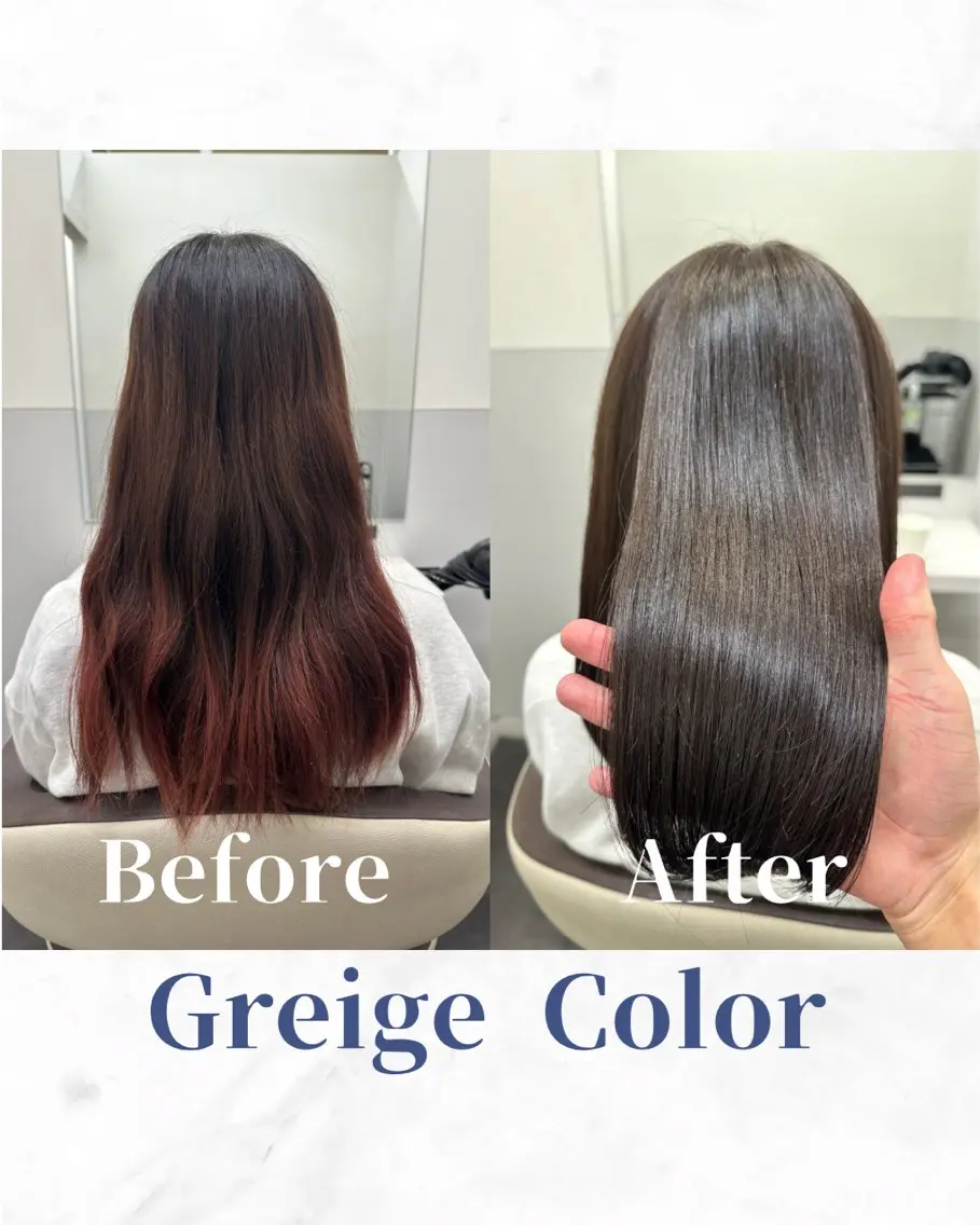 ロング カラー 透明感カラー グレージュ 髪質改善 トリートメント カット ヘアカラー トリートメント 【美髪矯正 /髪質改善】RINのヘアスタイル