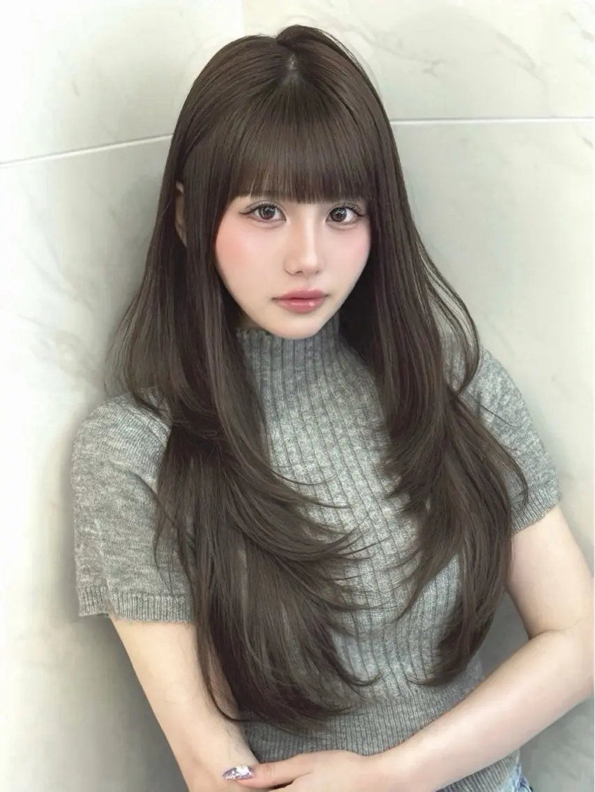 ロング カラー カット ヘアカラー 韓国レイヤー/艶カラ ー/似合わせ/けんとのヘアスタイル