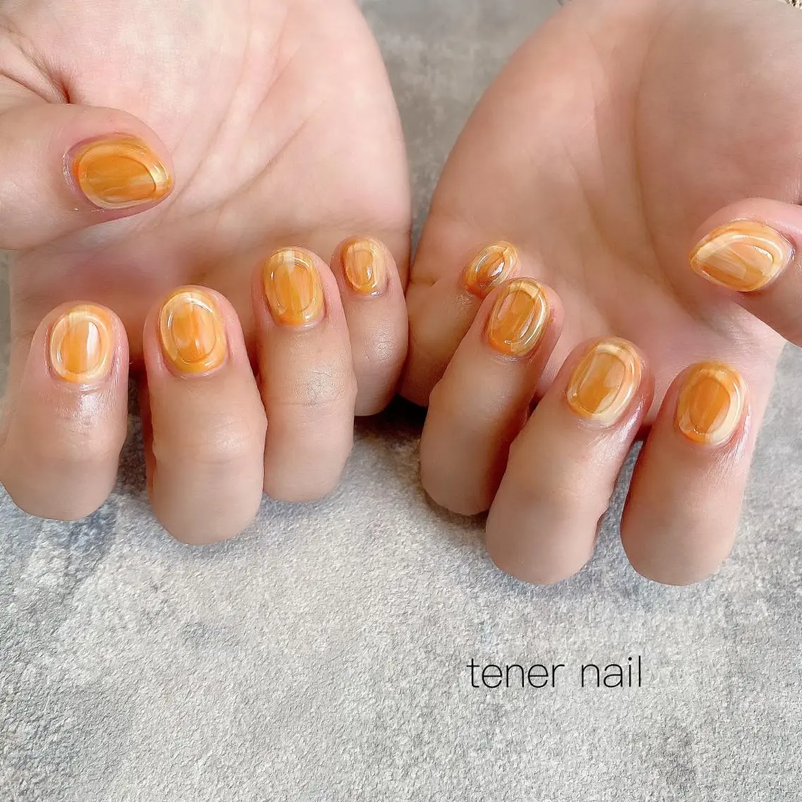 ネイル ニュアンスネイル オレンジ テネルネイル tener nailのネイルデザイン