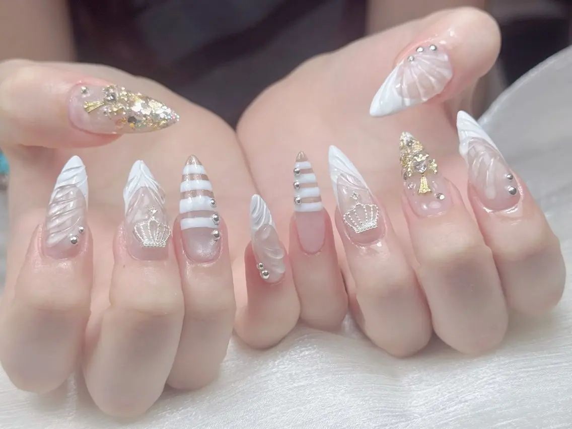 ネイル ジェルネイル 韓国ネイル ロングネイル 持ち込み パラジェル ハンドネイル Luci Nail Shinokuboのネイルデザイン