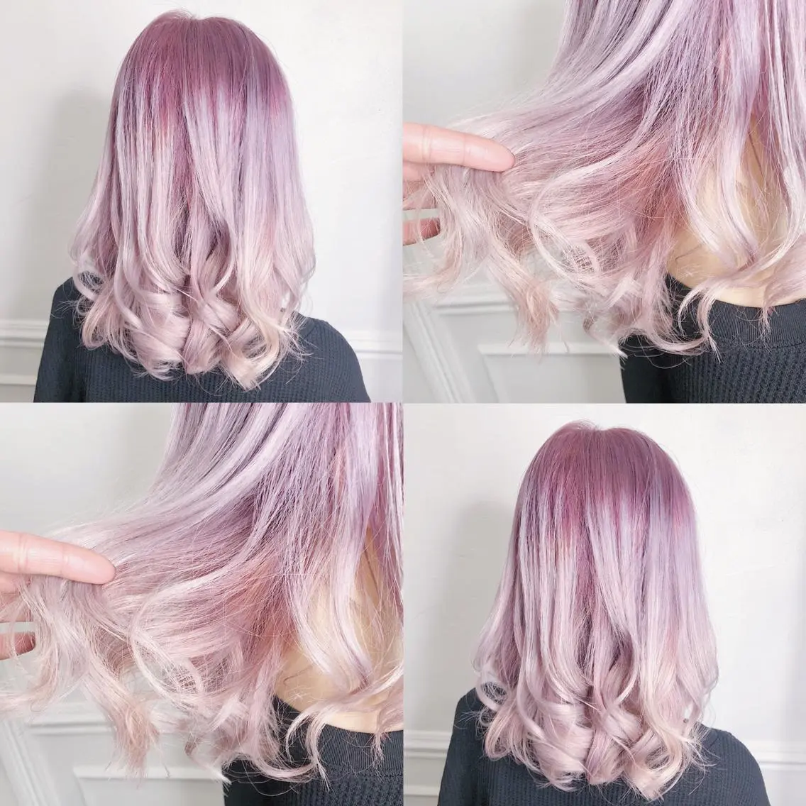 セミロング カラー ヘアアレンジ メンズ キッズ ピンクカラー ホワイトピンク ヘアカラー トリートメント ヘアセット 💟Chloe原宿店 🩶ハイトーンのヘアスタイル