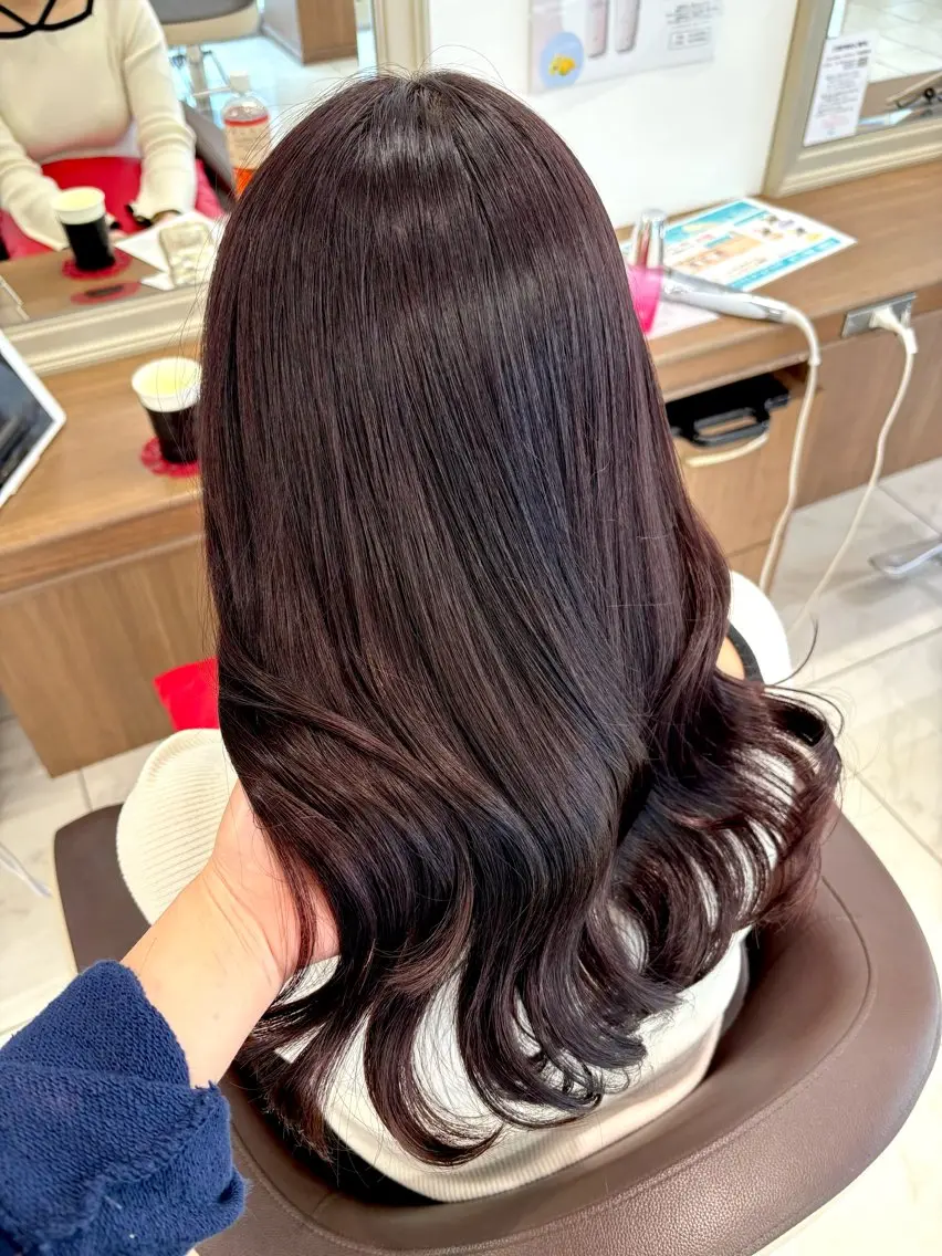 セミロング カラー レッドカラー 長妻莉央/縮毛矯正 髪質改善カラーのヘアスタイル
