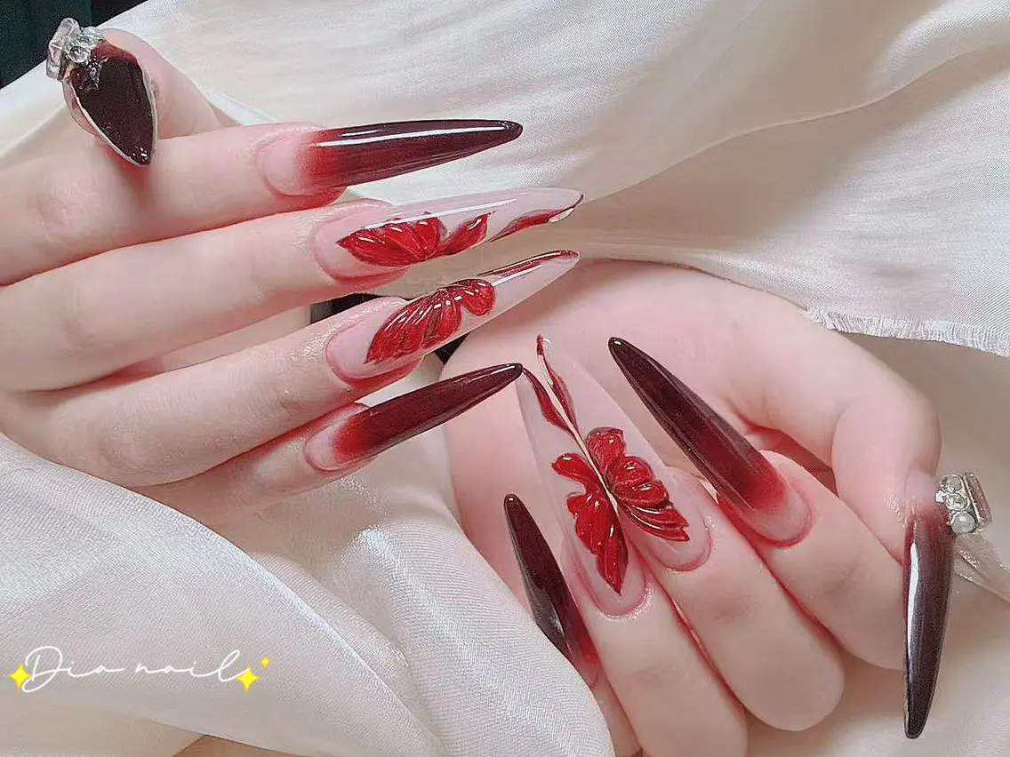 ネイル フットネイル 韓国ネイル レース ロングネイル マグネットネイル ハンドネイル Dia nail サロンのネイルデザイン