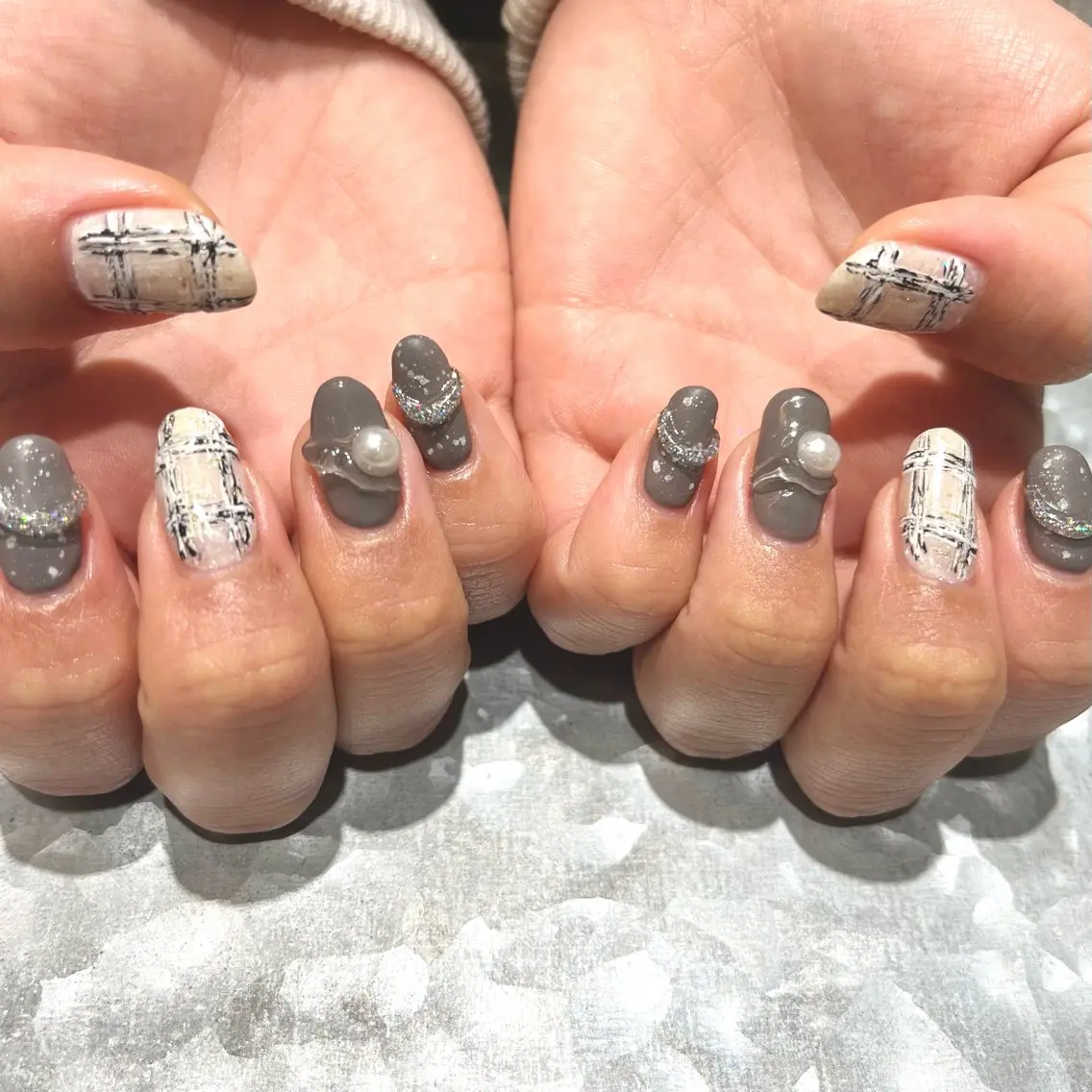 ネイル ツイードネイル TRAM-nail moriizumiのネイルデザイン
