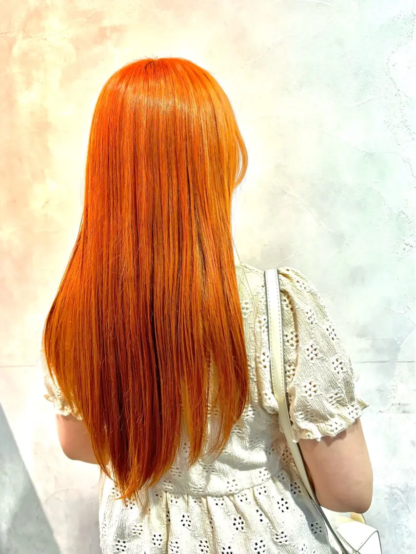 ロング カラー ダブルカラー オレンジ トリートメント たなかあゆ✨ALBU Mショートカット渋谷のヘアスタイル