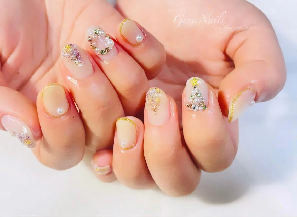 メンズ ネイル クリスマス フットネイル メンズネイル オフィスネイル ショートネイル Genie Nailsのネイルデザイン