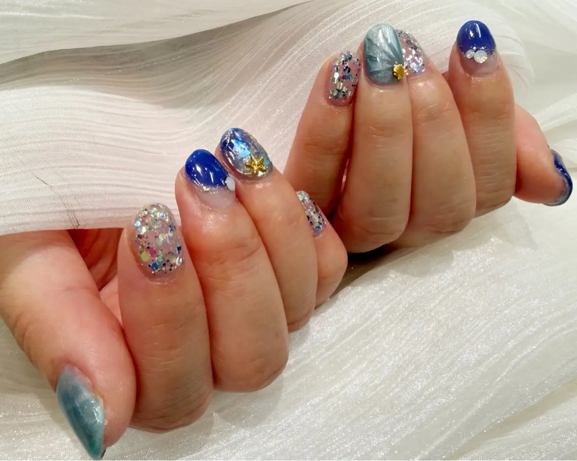 ネイル マグネットネイル 夏ネイル ネイルサロン nail_upのネイルデザイン