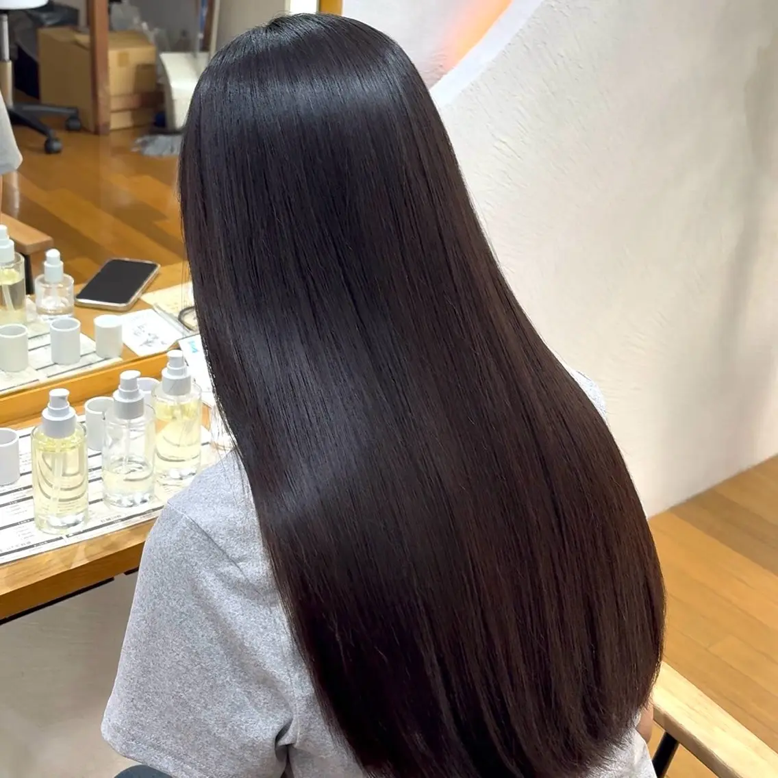ロング 顔周りカット 髪質改善 トリートメント カット 縮毛矯正 トリートメント 3tuba Asumiのヘアスタイル