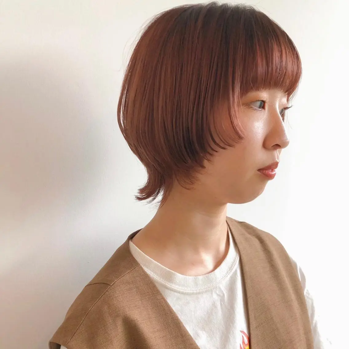 ショート カラー ブリーチ ブラウンカラー ピンクカラー ピンクブラウン ウルフカット カット ヘアカラー トリートメント 角田 翔太郎のヘアスタイル