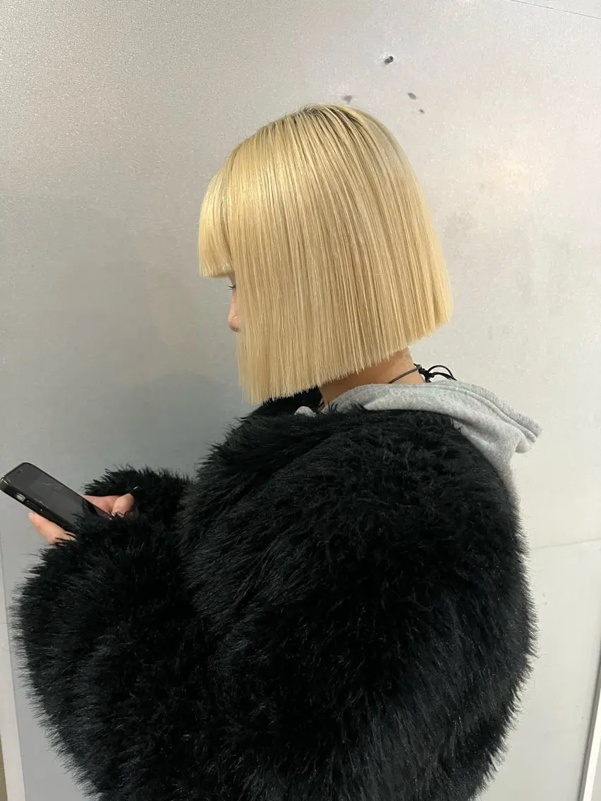 ショート 切りっぱなしボブ ボブ 小顔カット 韓国ボブ/ハッシュ カットKIRAのヘアスタイル