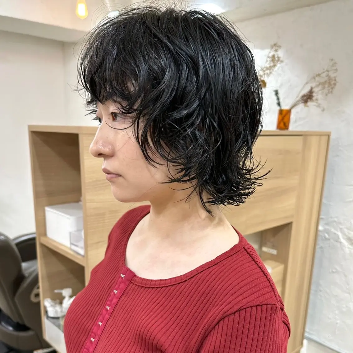 ショート パーマ 切りっぱなしボブ 前下がりボブ ボブ ウルフカット 髪質改善 縮毛矯正/ レイヤー/銀座/本木のヘアスタイル