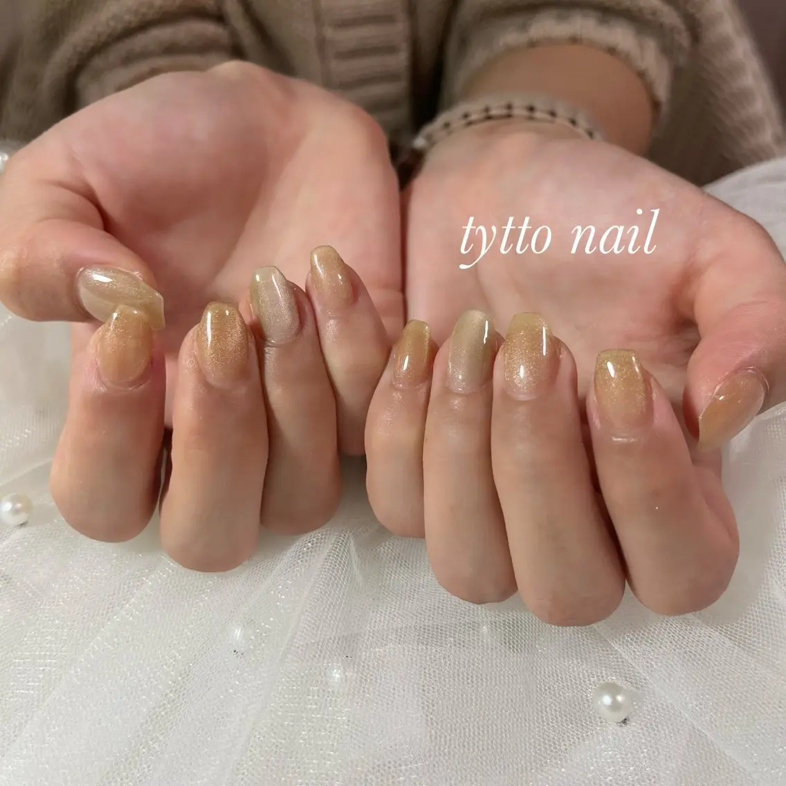 ネイル ブラウン フレンチネイル 韓国ネイル マグネットネイル ワンカラーネイル tytto nail ❤︎‪‪eri‪‪のネイルデザイン