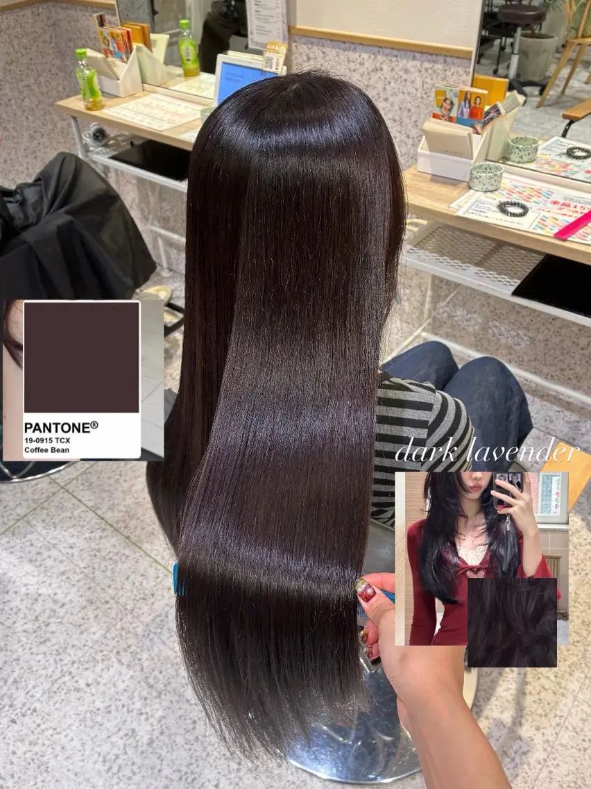 ロング カラー ブリーチ カシス ダブルカラー ラベンダーカラー ブリーチなしカラー ヘアカラー トリートメント 髪質改善&艶カラー/ ほんだあみ (♡)のヘアスタイル