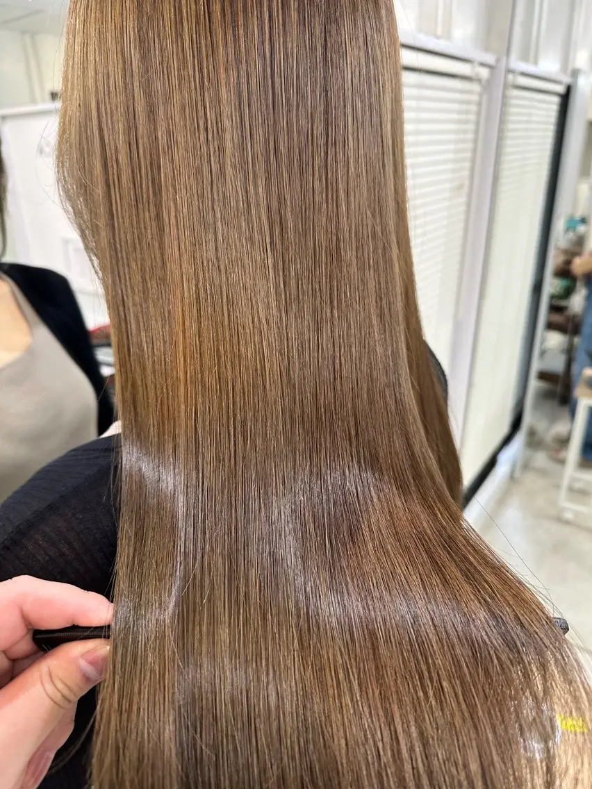 ロング カラー 髪質改善 縮毛矯正 トリートメント ヘアカラー トリートメント 髪質改善/レイヤー ストウシンゴのヘアスタイル