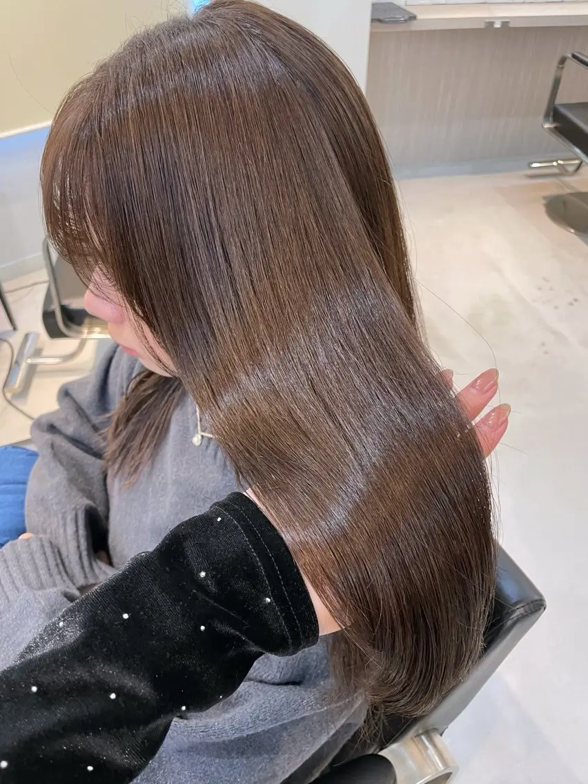 ロング カラー ブラウンカラー マロンブラウン カット ヘアカラー トリートメント miyu♡̷̷ 韓国ヘア/顔まわりのヘアスタイル