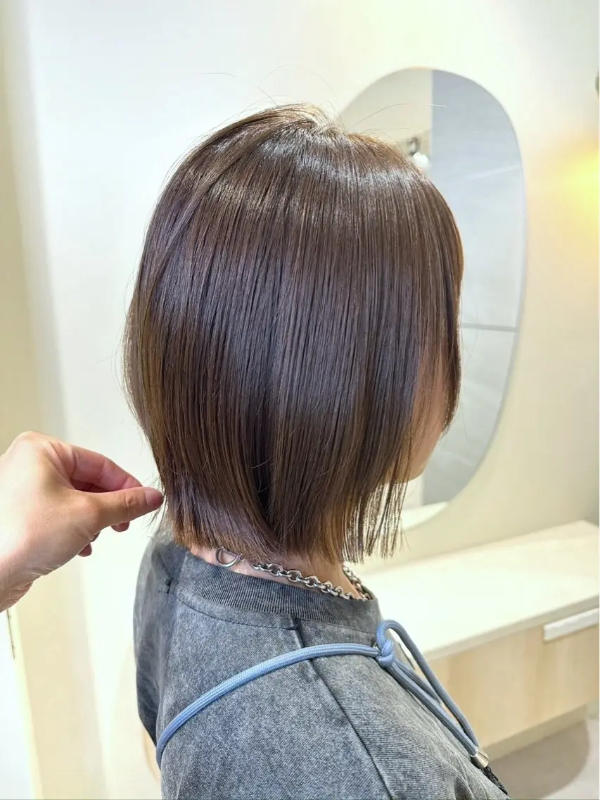 ショート 切りっぱなしボブ ボブ カット無料｜レイヤー カット｜韓国モテへアのヘアスタイル