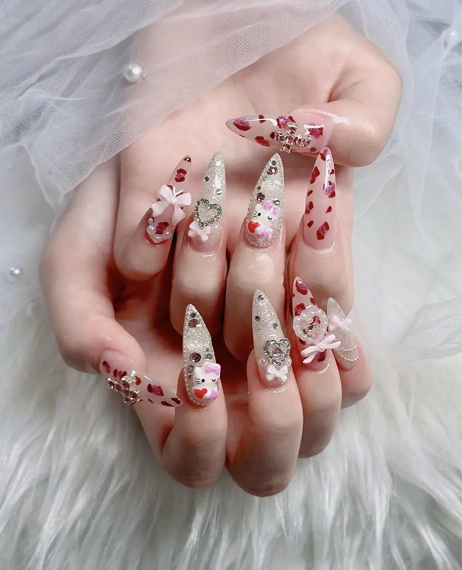 ネイル フレンチネイル ジェルネイル ガラスフレンチ ハロウィン ハート ハンドネイル H.baby Nail Salonのネイルデザイン