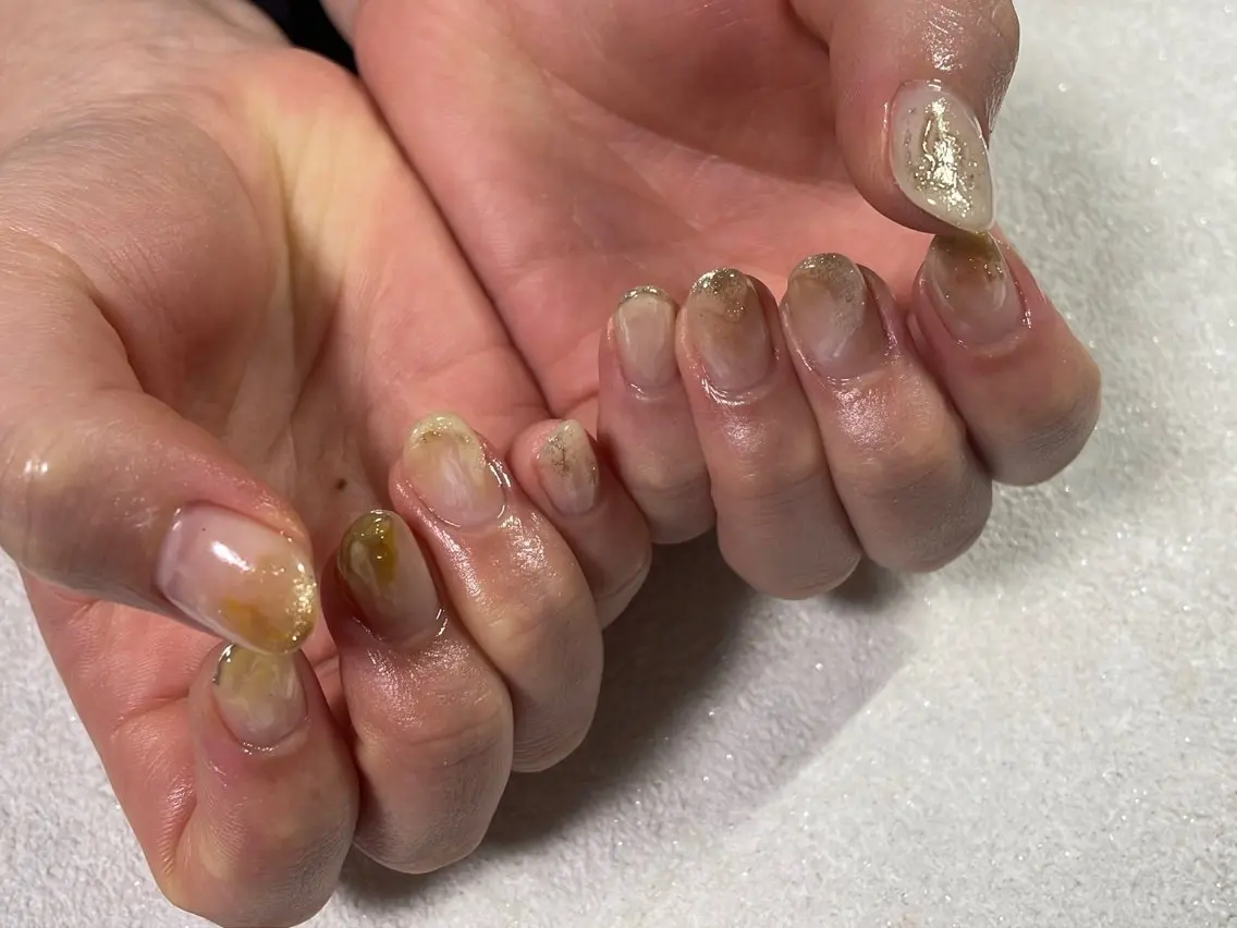 ネイル オーロラネイル フットネイル フレンチネイル ジェルネイル 韓国ネイル ハンドネイル kiki nail &brow二子玉川のネイルデザイン